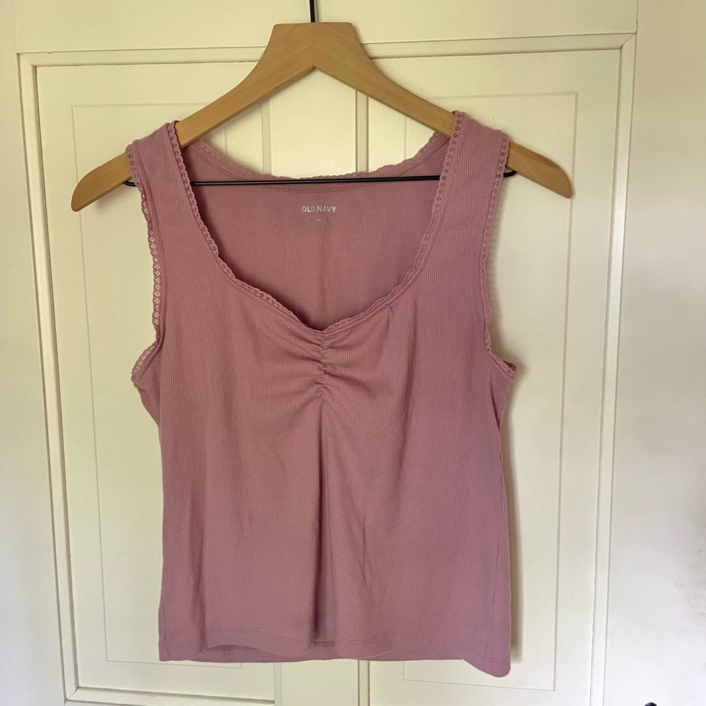 Old Navy Mauve Lace-Trim Tank Top - Women's
